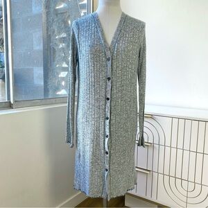Anthropologie Akemi + Kin Ribbed Button Duster Cardigan Turquoise Trim, Sz S